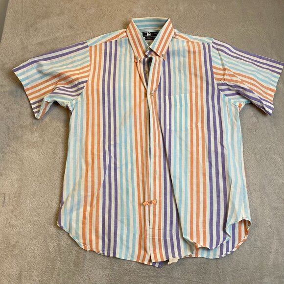 Lobo By Pendleton Mens Shirt Size L Striped Short Sleeve Button-Up Made In USA C - Picture 8 of 9
